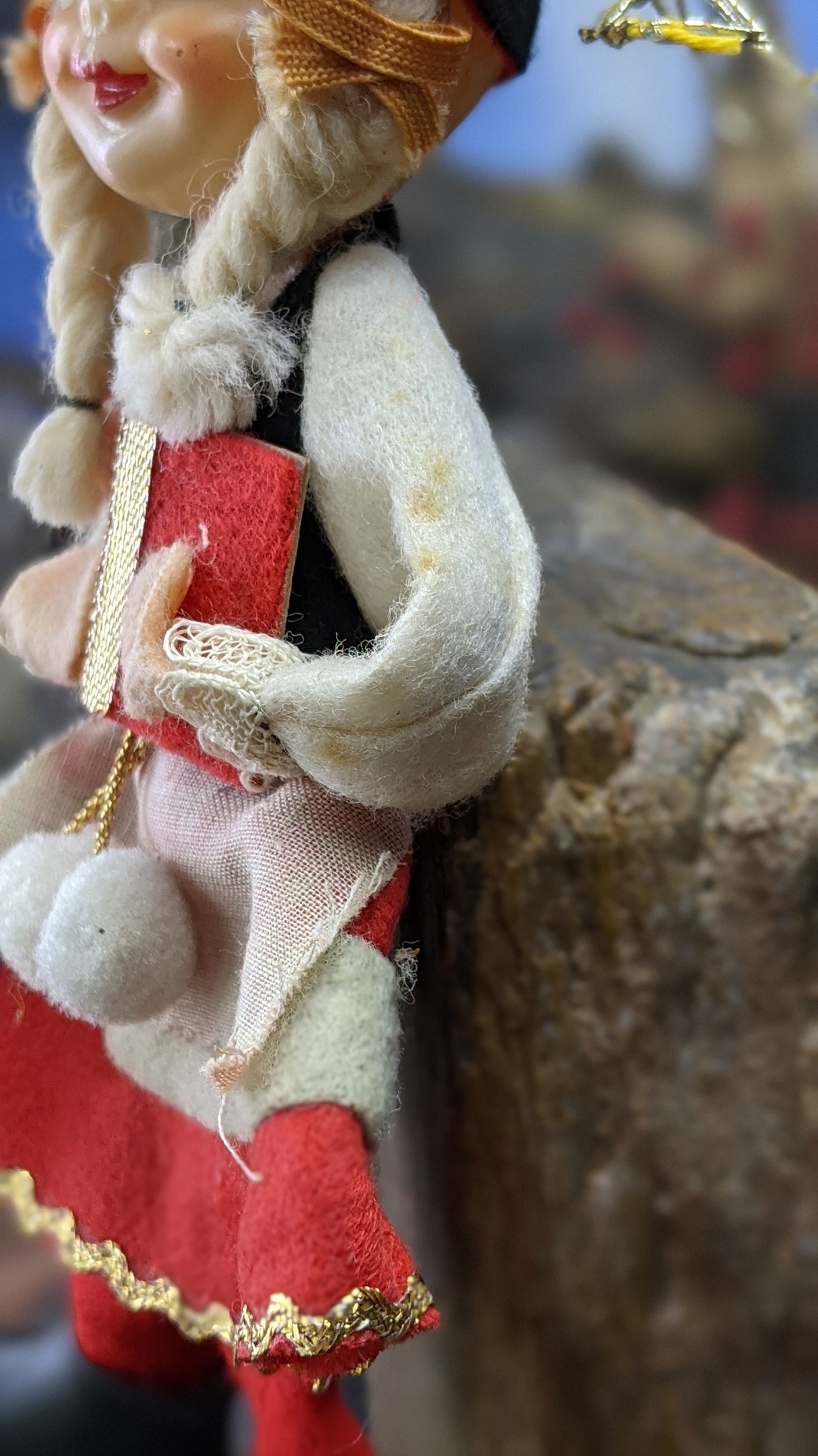 Vintage dutch girl elf Christmas ornament