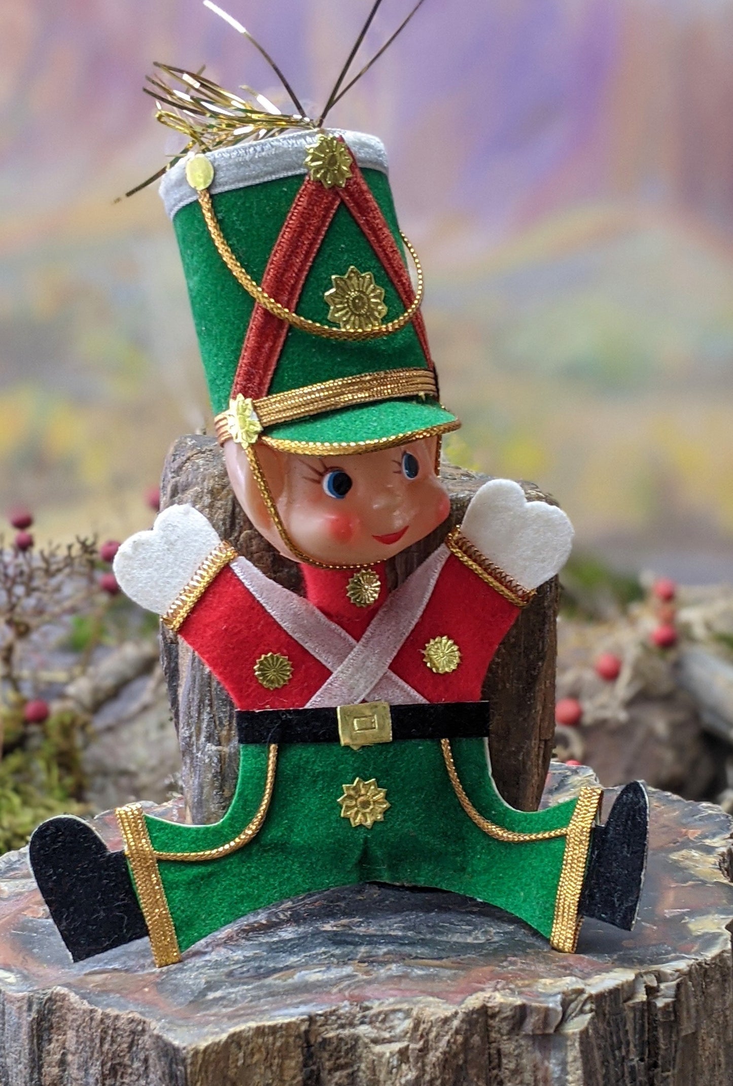 Vintage soldier elf ornament
