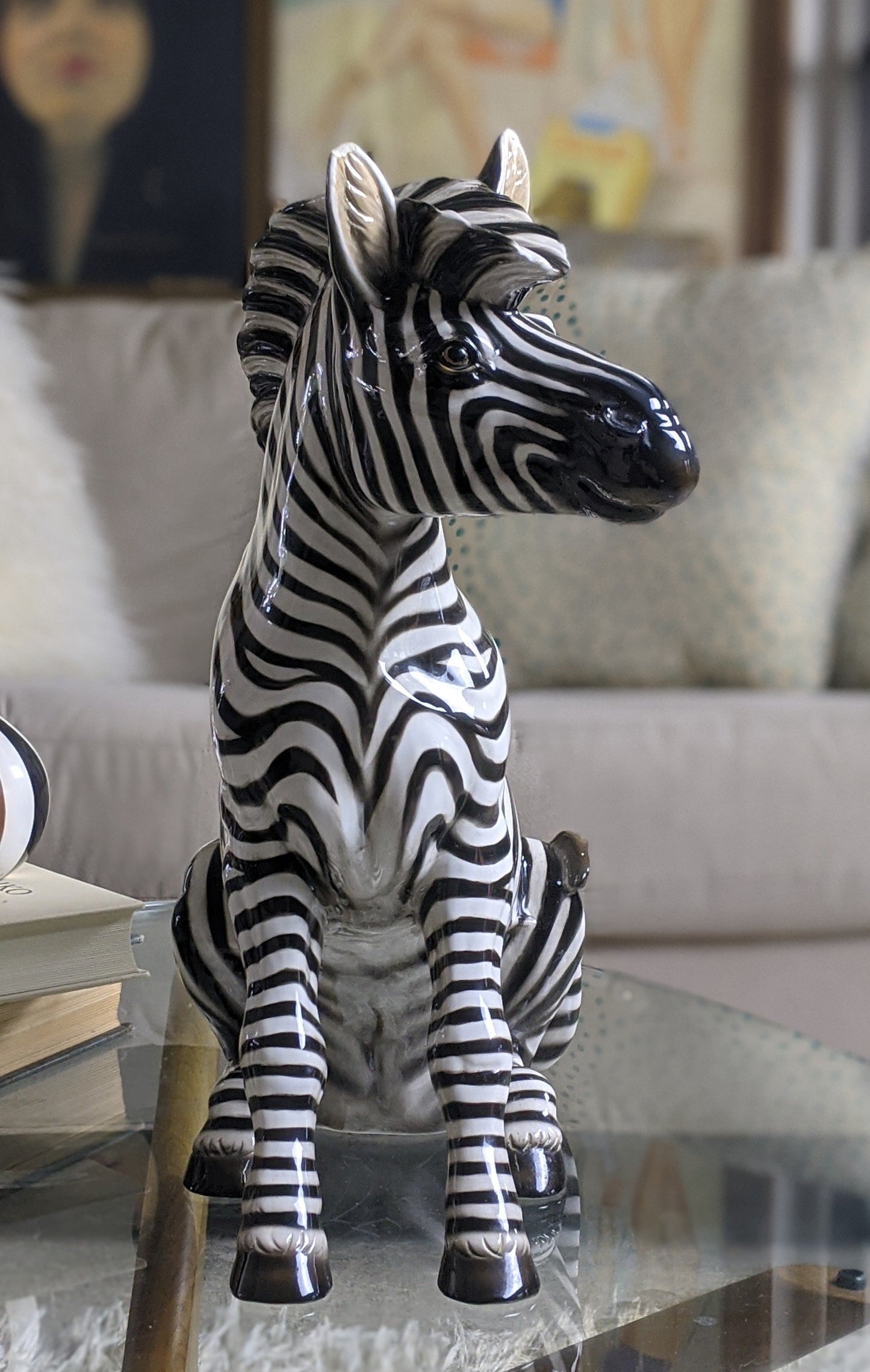 Vintage Italian zebra statue