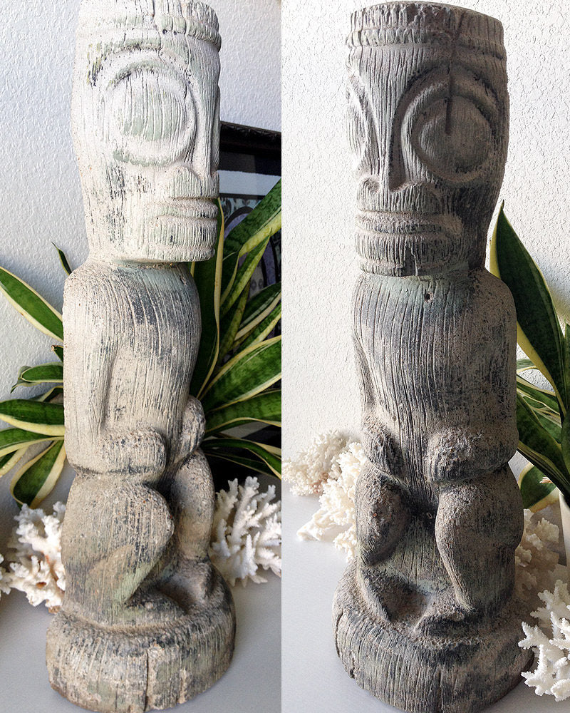Vintage concrete tiki statue mid century garden figure