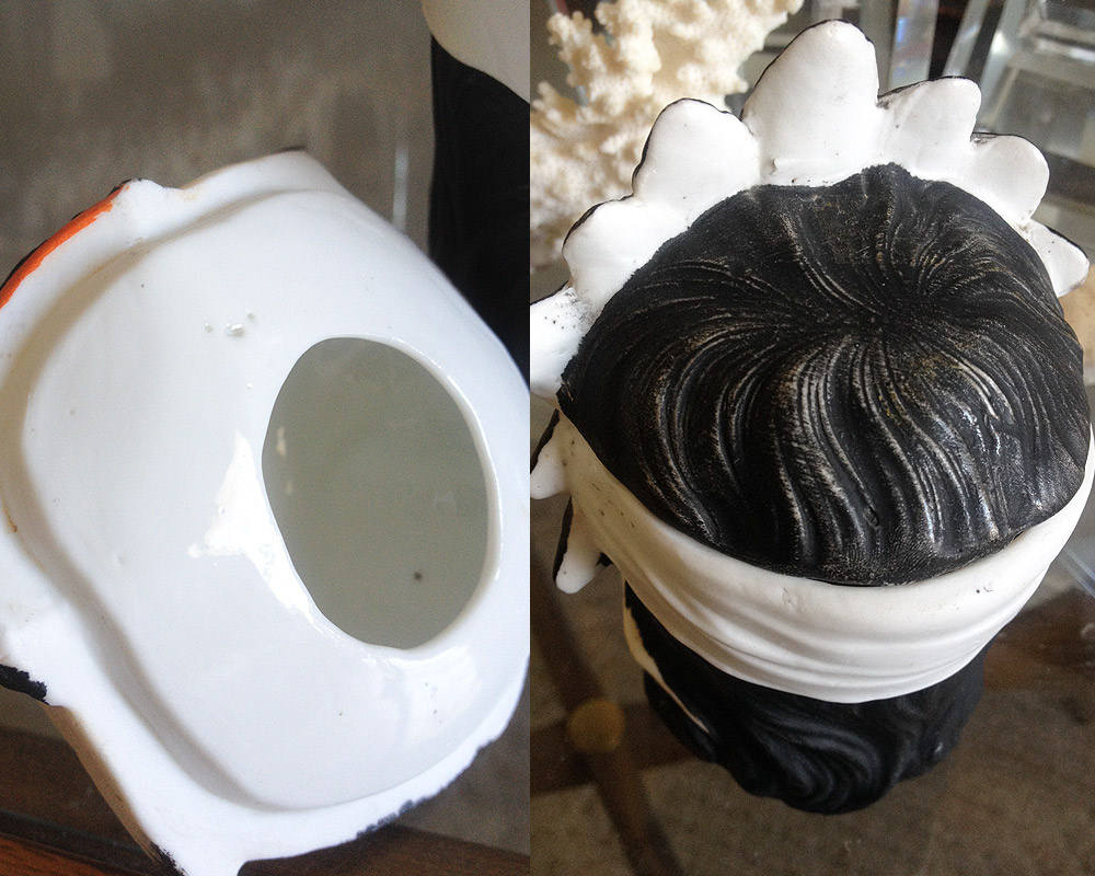 Antique Ernst Bohne Indian jar German porcelain figural box