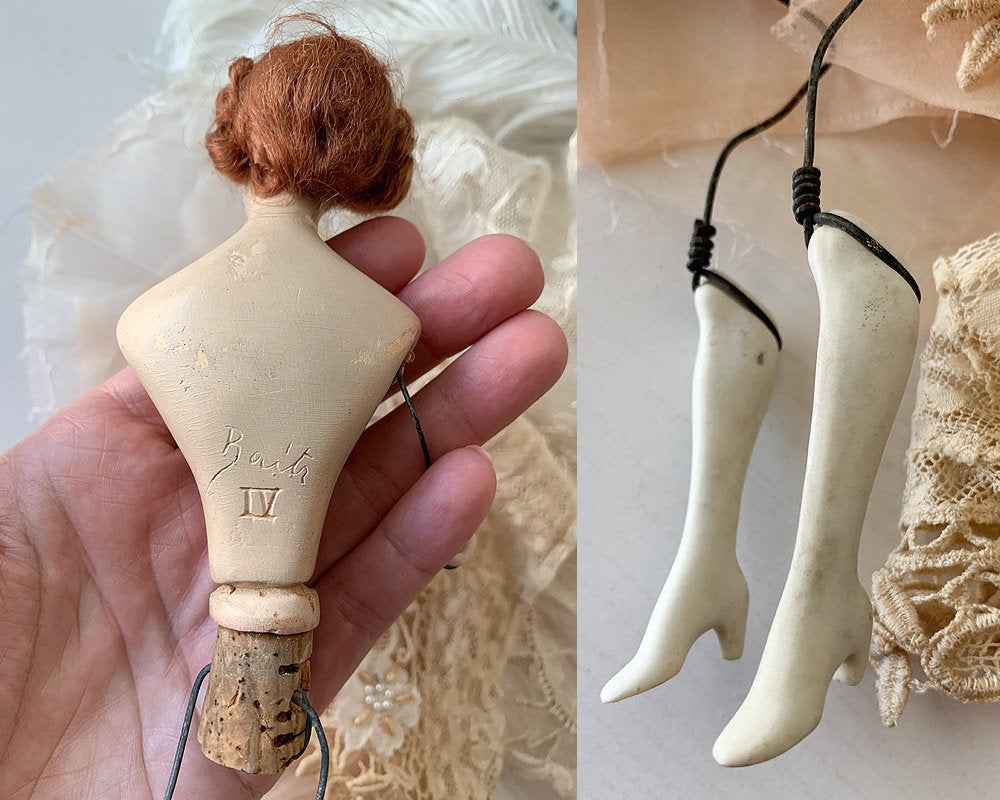 Vintage signed Lilli Baitz mini plaster flapper doll *as is