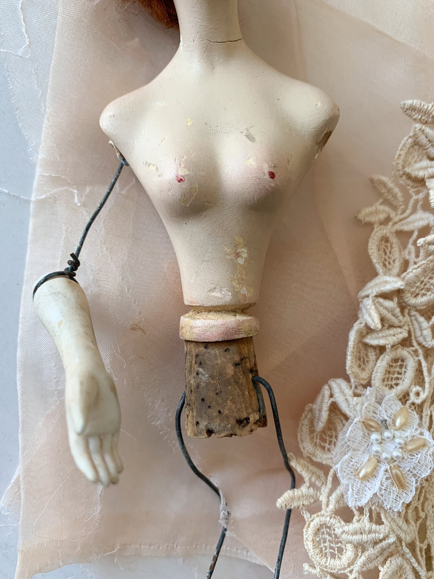 Vintage signed Lilli Baitz mini plaster flapper doll *as is