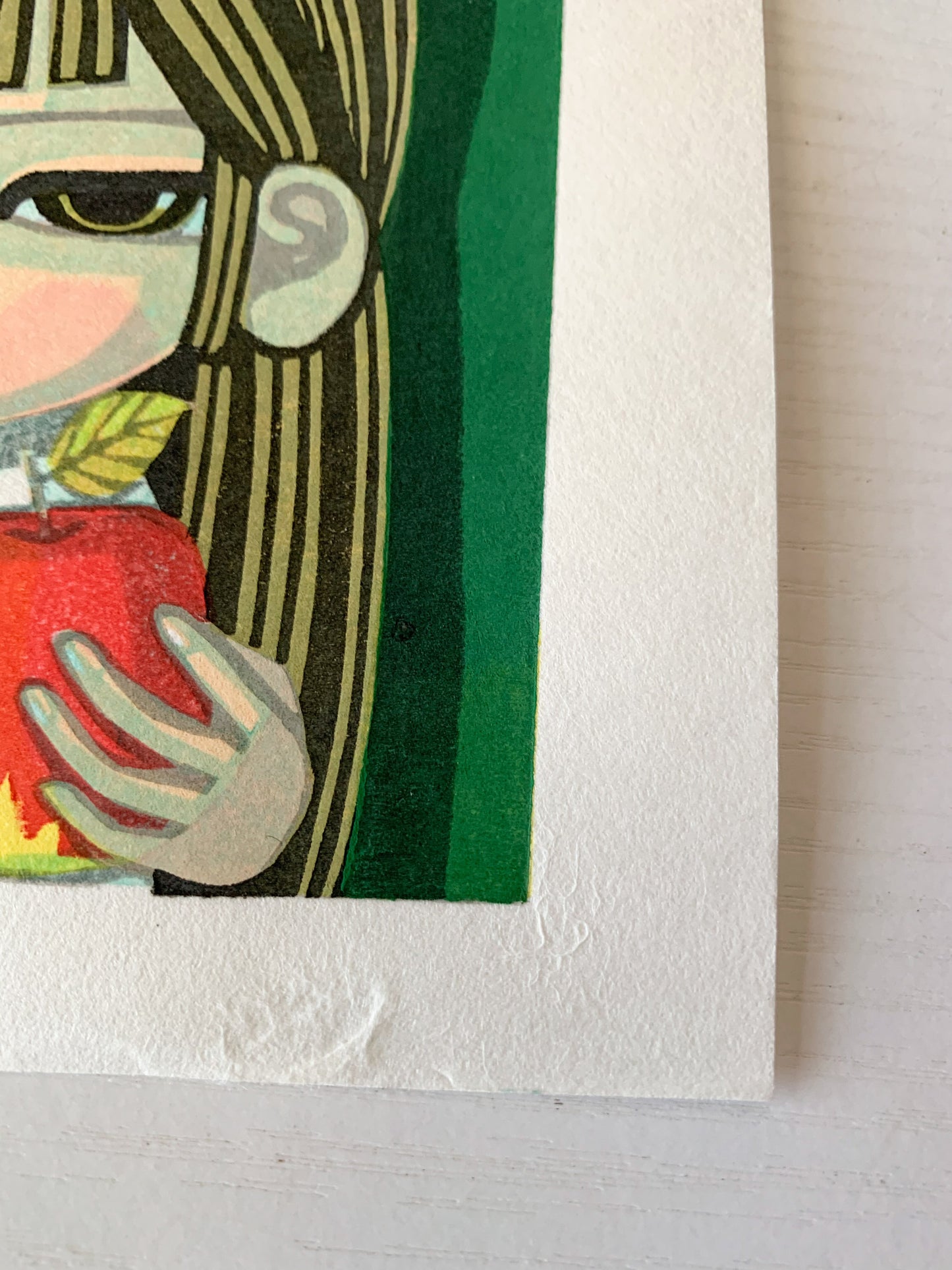 Girl with apples small Shuzo Ikeda style print
