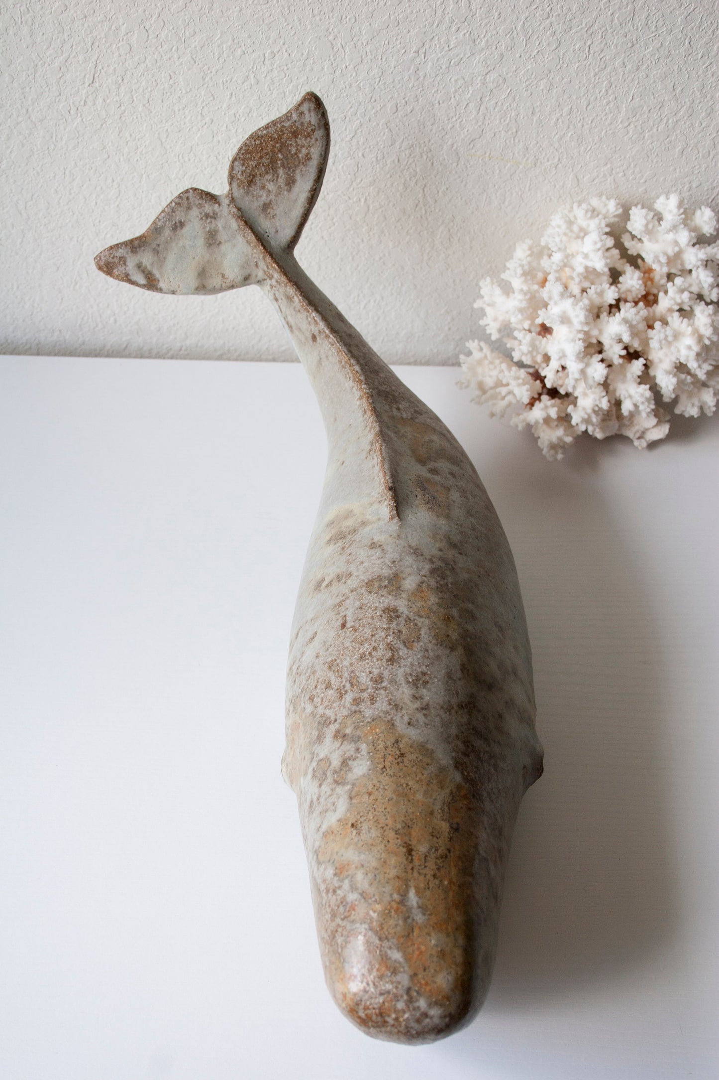 Vintage signed Loet Vanderveen pottery whale sculpture