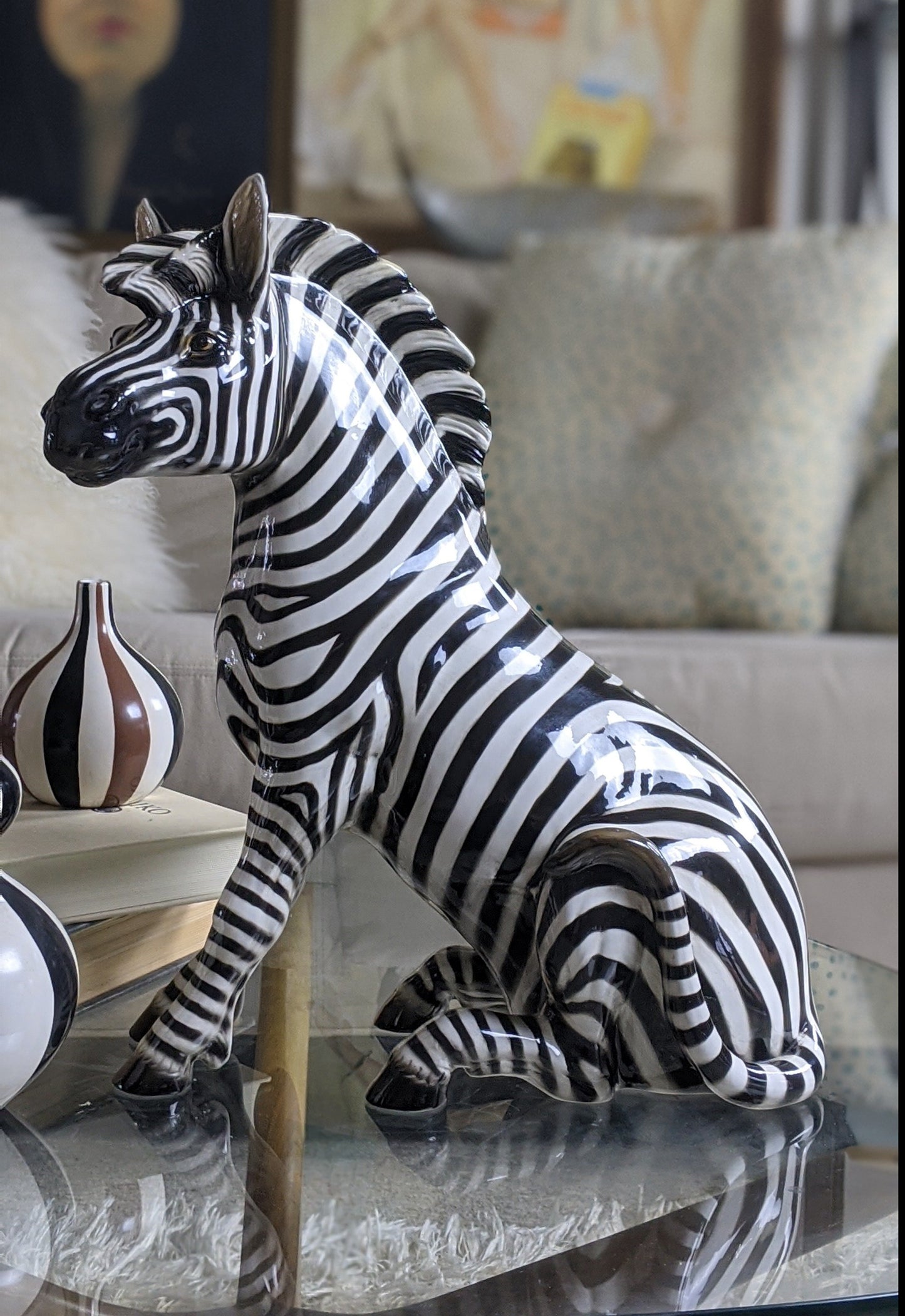 Vintage Italian zebra statue