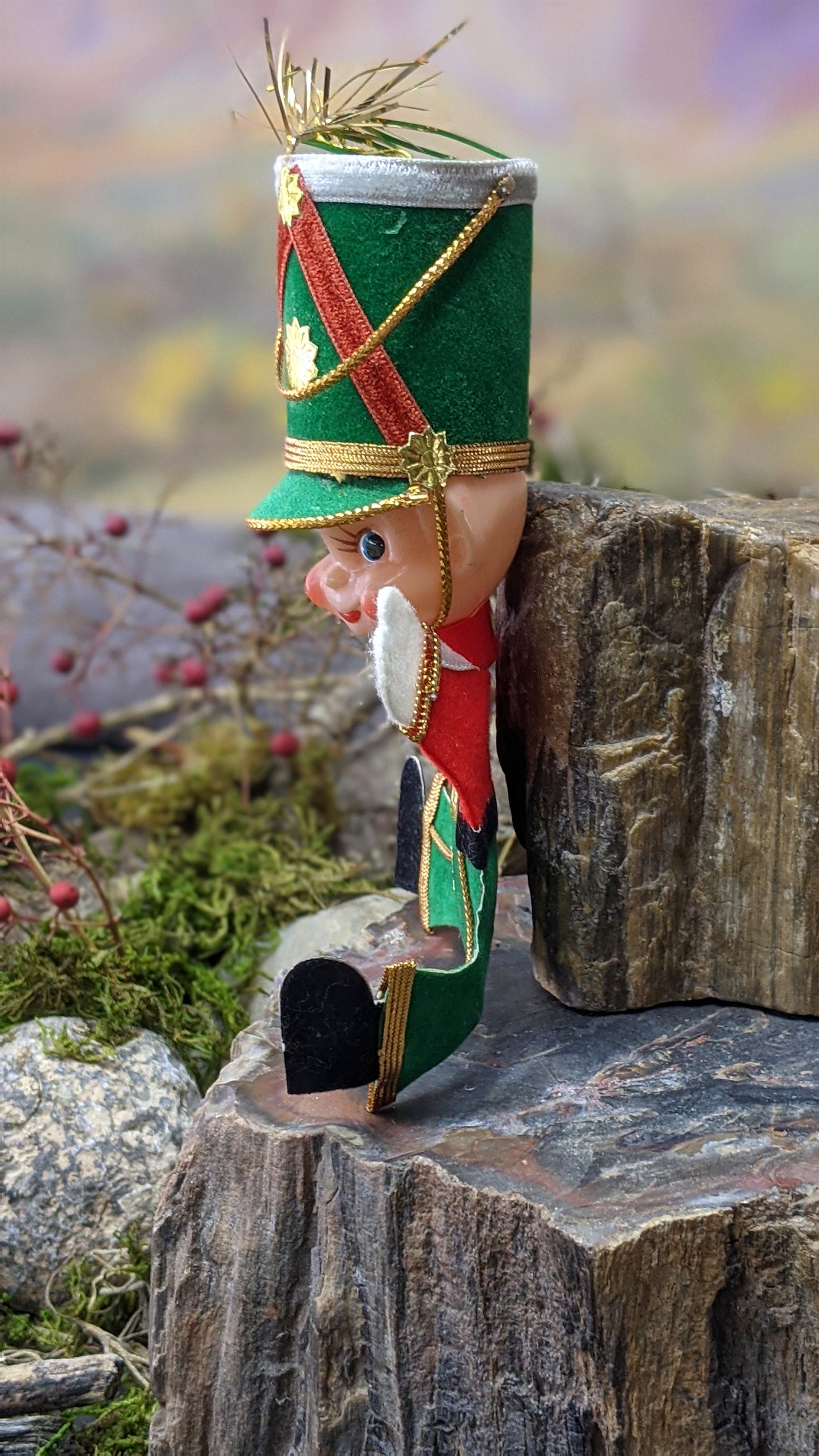 Vintage soldier elf ornament