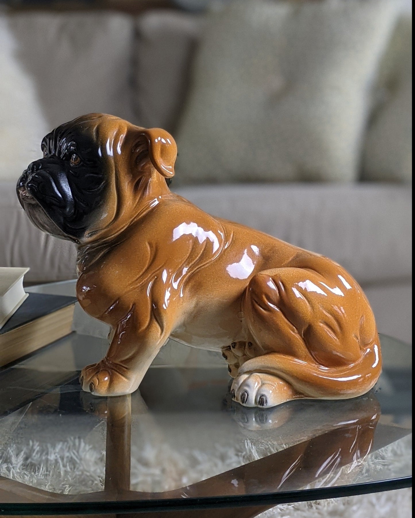 Vintage ceramic bulldog statue
