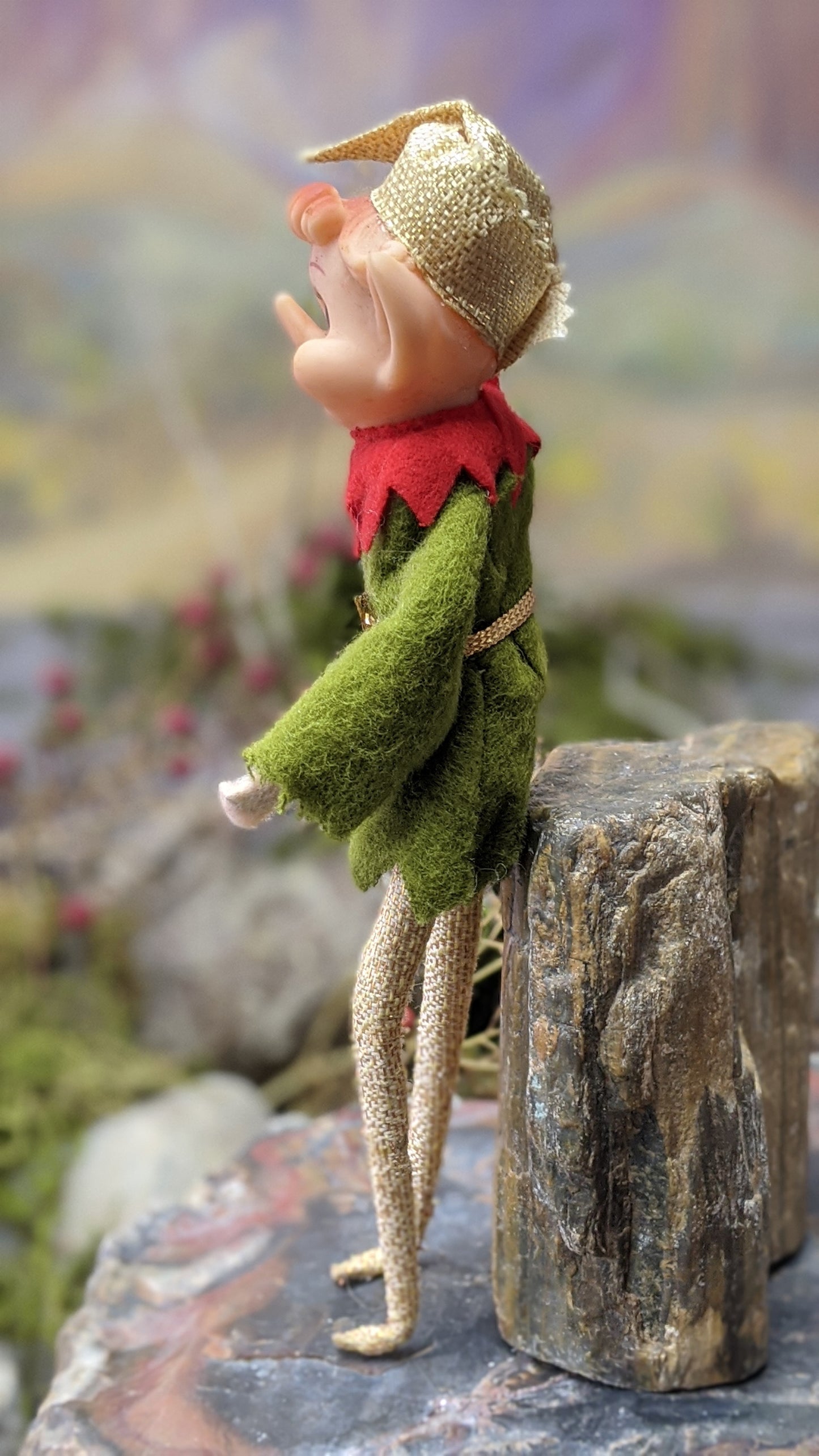 Vintage skinny gold Christmas elf