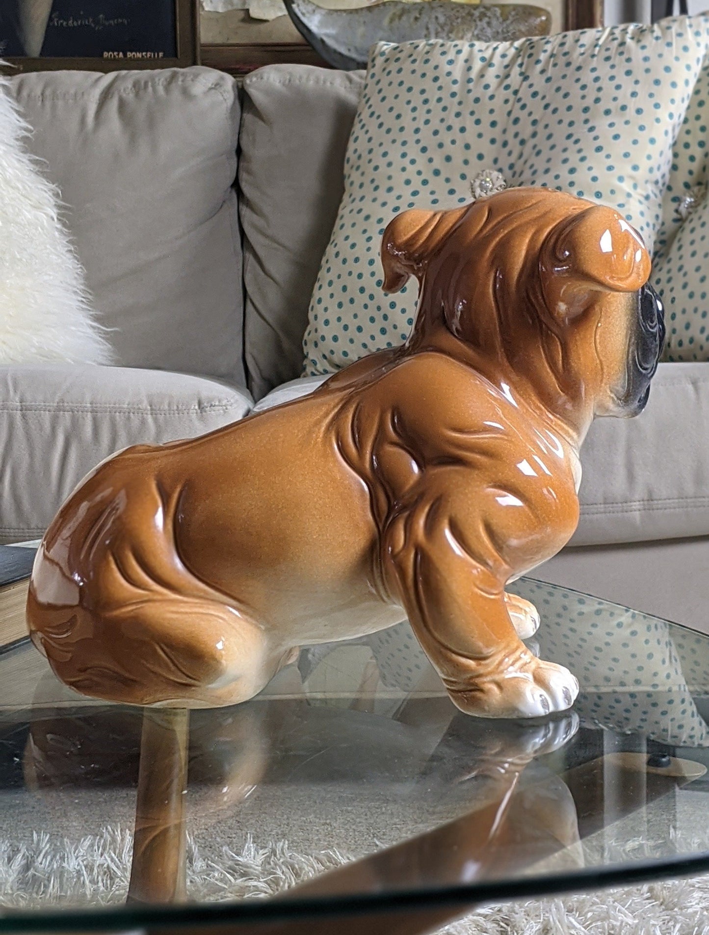 Vintage ceramic bulldog statue