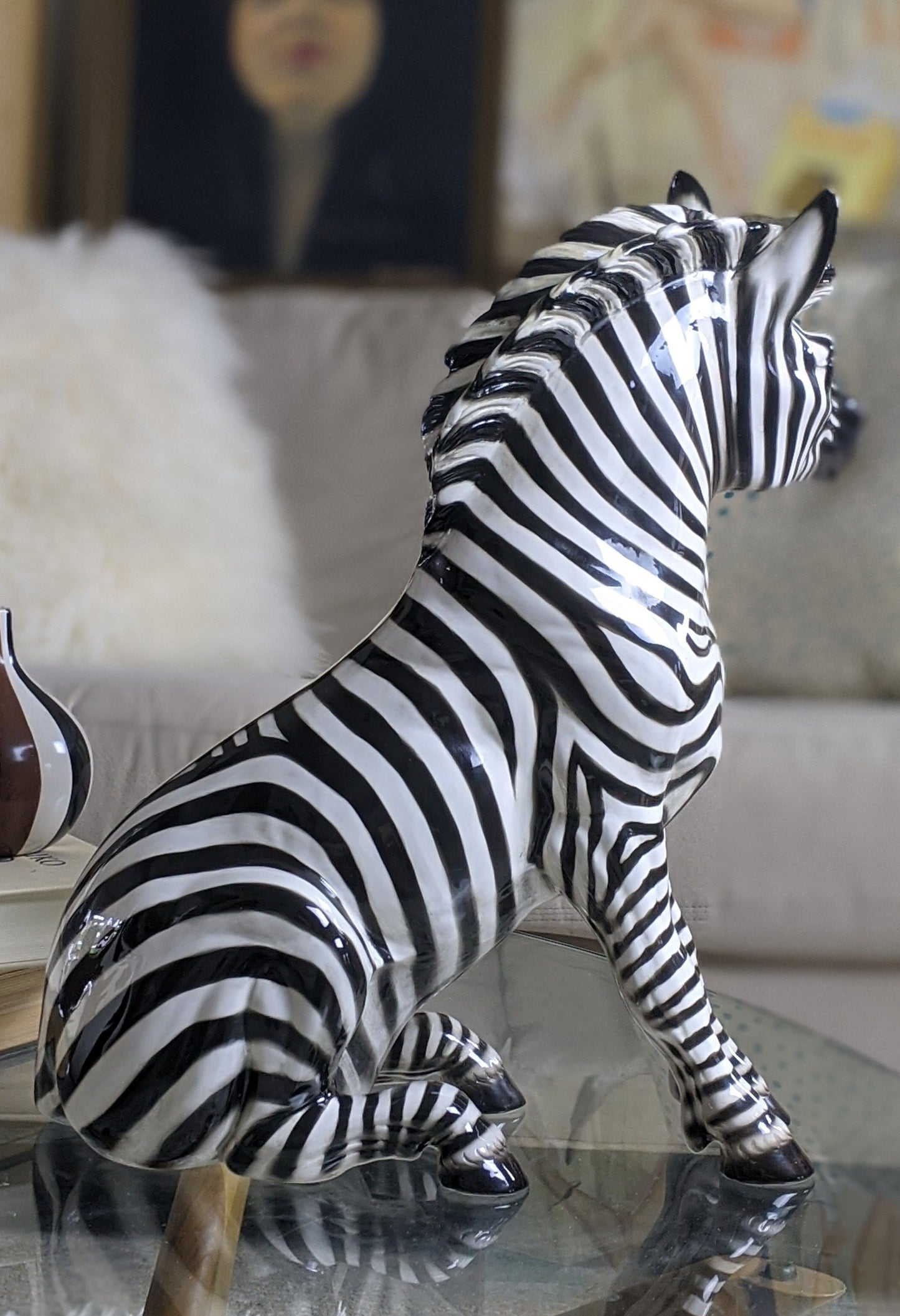 Vintage Italian zebra statue