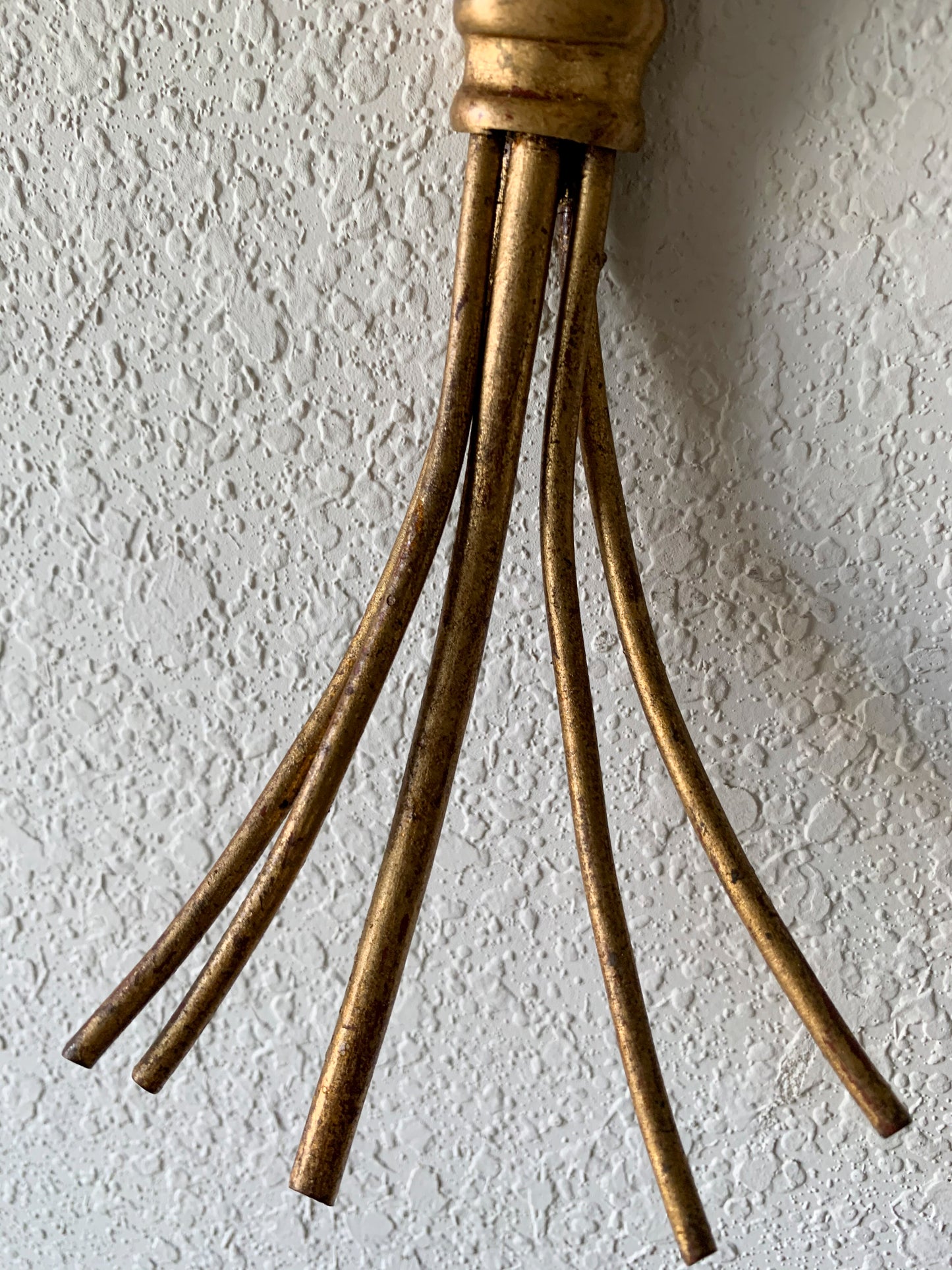 Vintage gold toleware sheaf of wheat gilt candle wall sconce