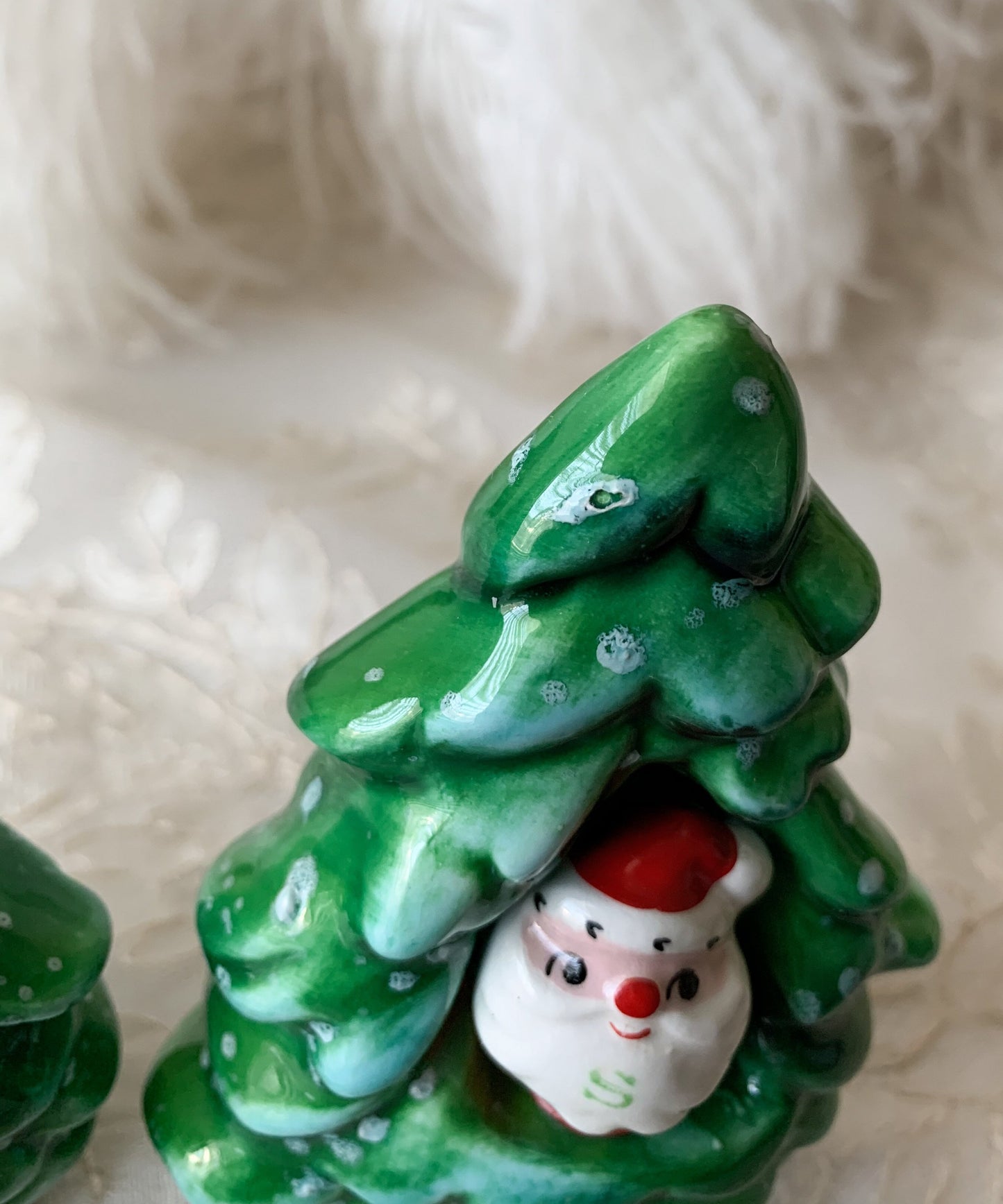 Vintage pair Holt Howard 60s Christmas tree Santa shakers