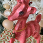 Vintage pink red striped glitter reindeer