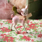 Pink Christmas reindeer small deer figurine