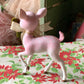Pink Christmas reindeer small deer figurine