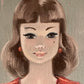 Vintage original mid century big eye girl painting