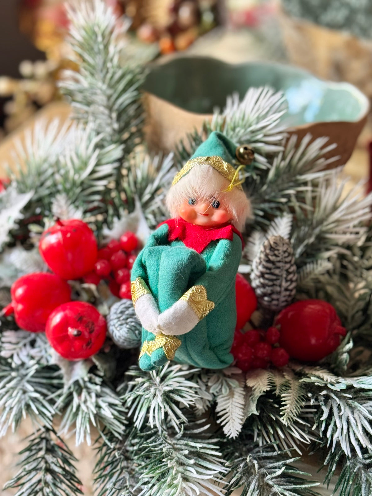 Vintage knee hugger Christmas elf pixie Japan