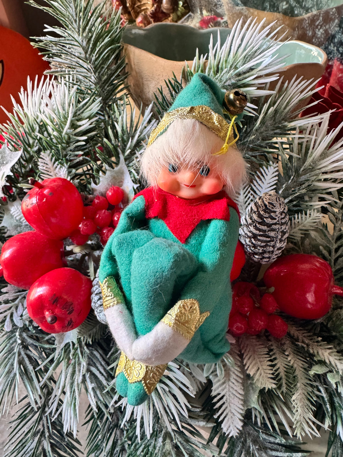 Vintage knee hugger Christmas elf pixie Japan