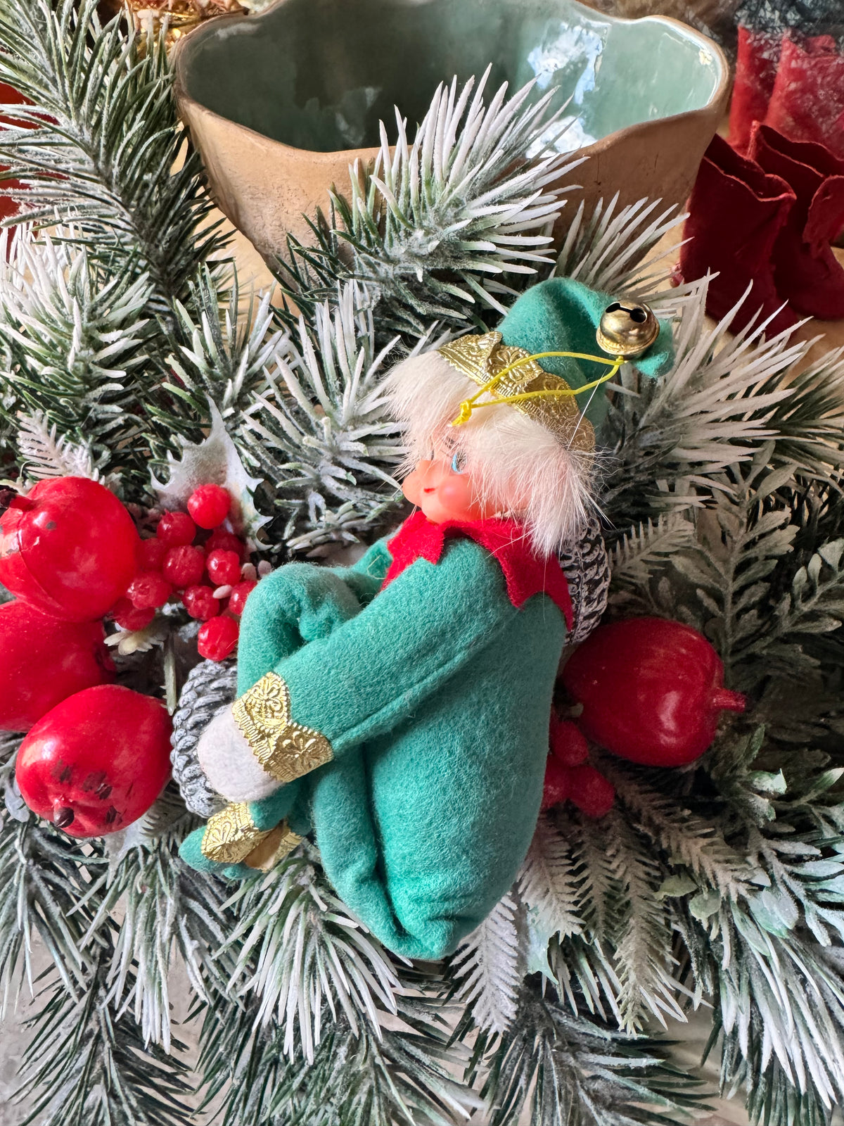 Vintage knee hugger Christmas elf pixie Japan