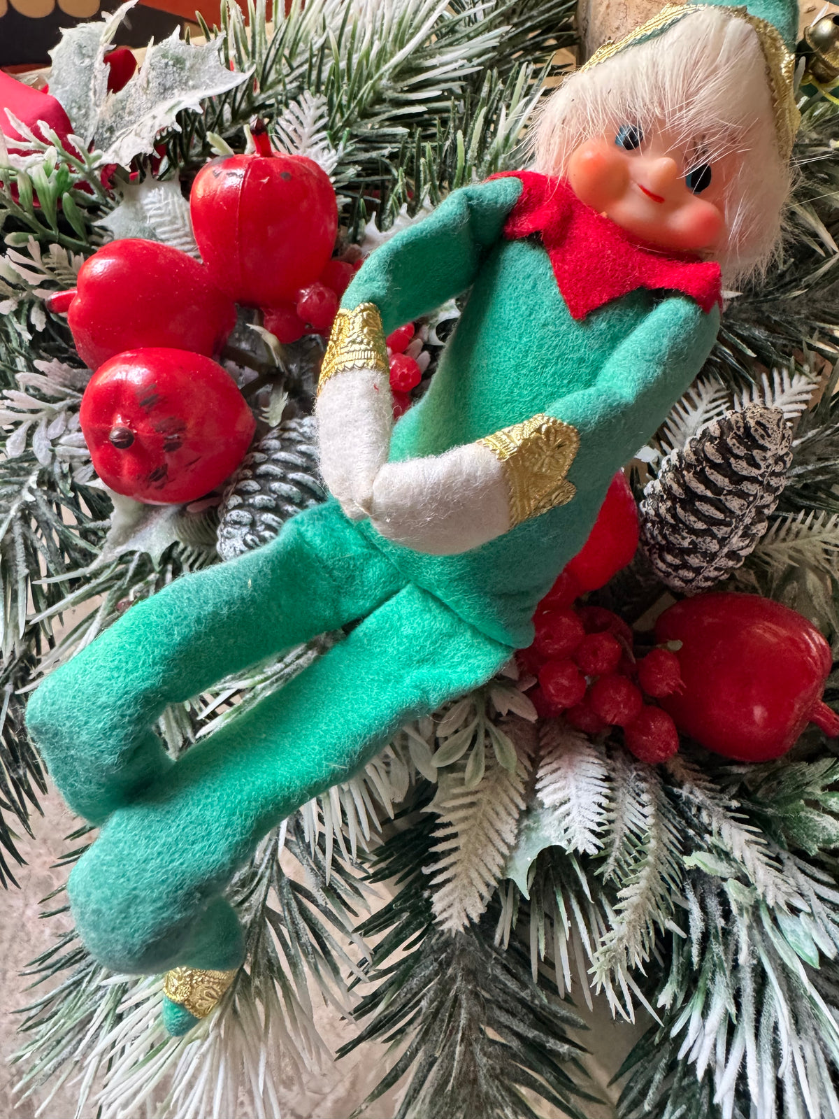 Vintage knee hugger Christmas elf pixie Japan
