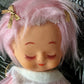 Vintage pink hair Christmas angel ornament