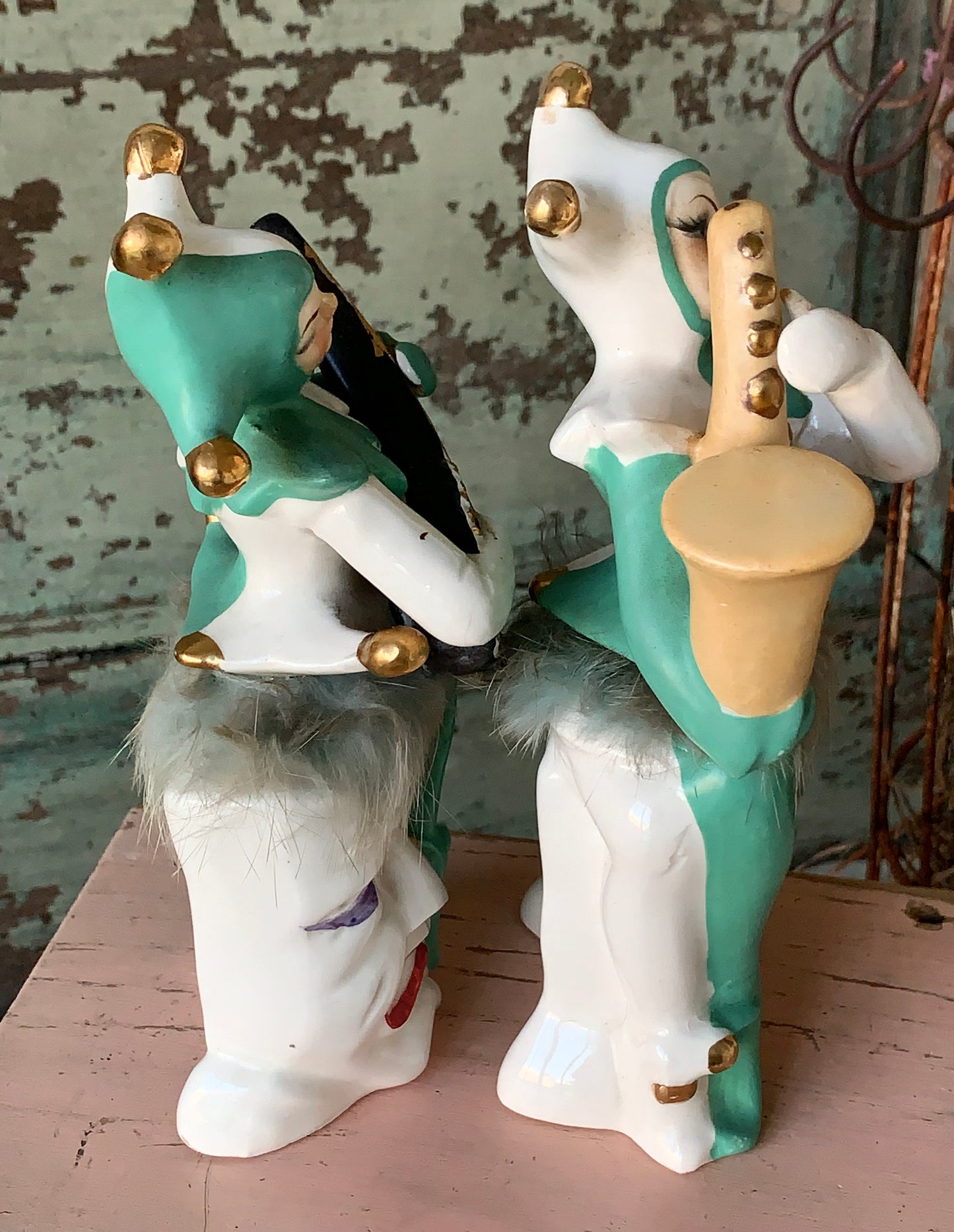 Vintage pair harlequin figurines