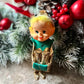 Vintage gold Christmas knee hugger elf Japan shelf sitter pixie