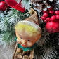 Vintage gold Christmas knee hugger elf Japan shelf sitter pixie