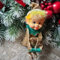 Vintage gold Christmas knee hugger elf Japan shelf sitter pixie