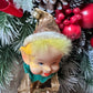 Vintage gold Christmas knee hugger elf Japan shelf sitter pixie