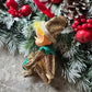 Vintage gold Christmas knee hugger elf Japan shelf sitter pixie