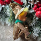 Vintage gold Christmas knee hugger elf Japan shelf sitter pixie