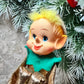 Vintage gold Christmas knee hugger elf Japan shelf sitter pixie