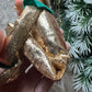 Vintage gold Christmas knee hugger elf Japan shelf sitter pixie