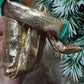 Vintage gold Christmas knee hugger elf Japan shelf sitter pixie