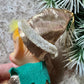 Vintage gold Christmas knee hugger elf Japan shelf sitter pixie