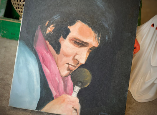 Vintage Elvis painting original portrait art