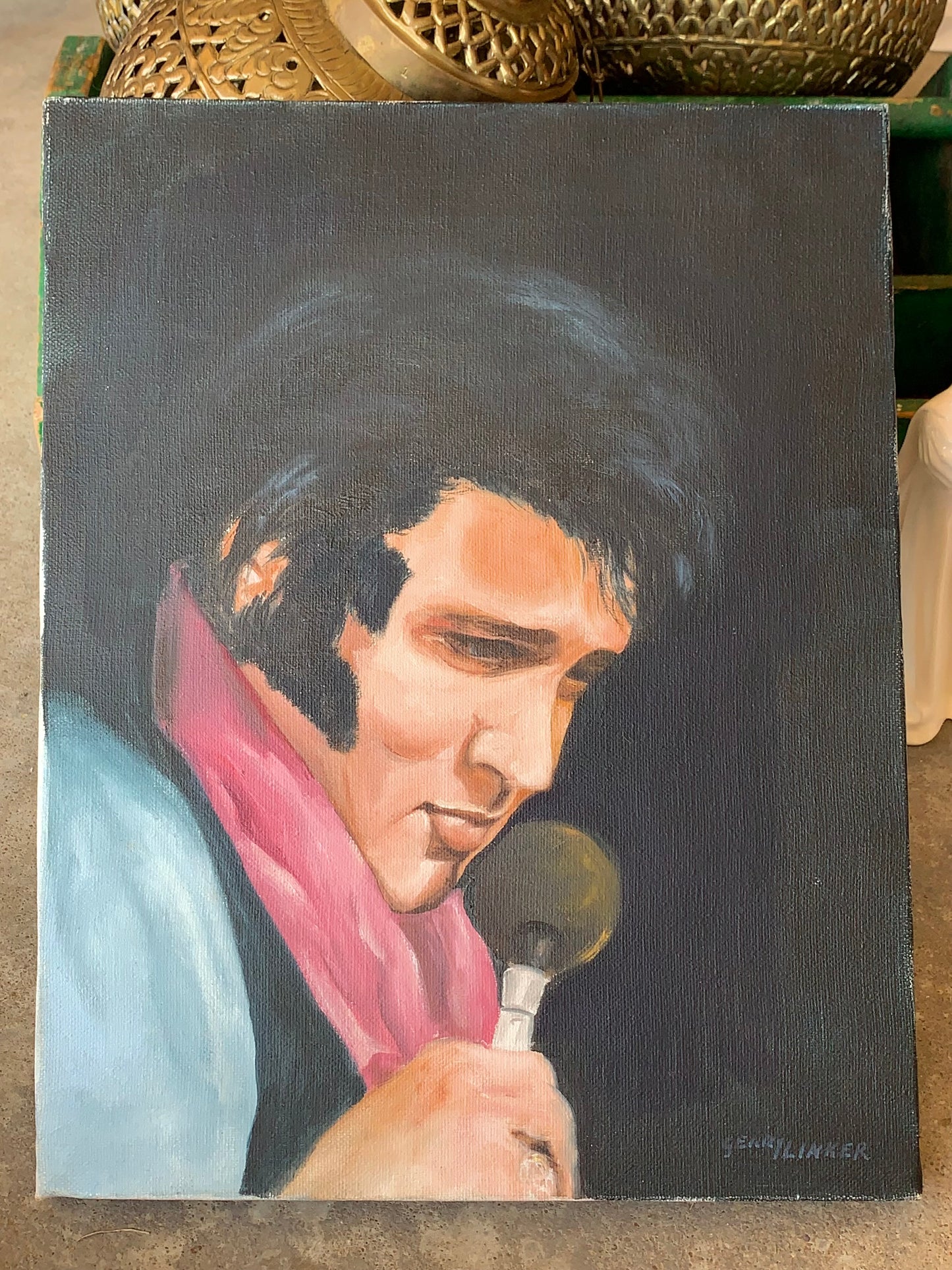 Vintage Elvis painting original portrait art