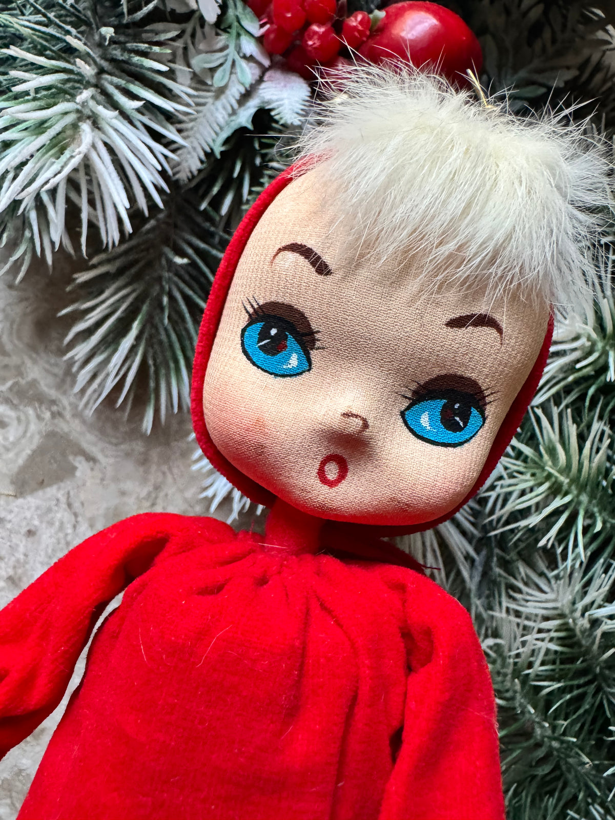 Vintage Holiday Fair Christmas pixie doll decoration Japan Santa elf