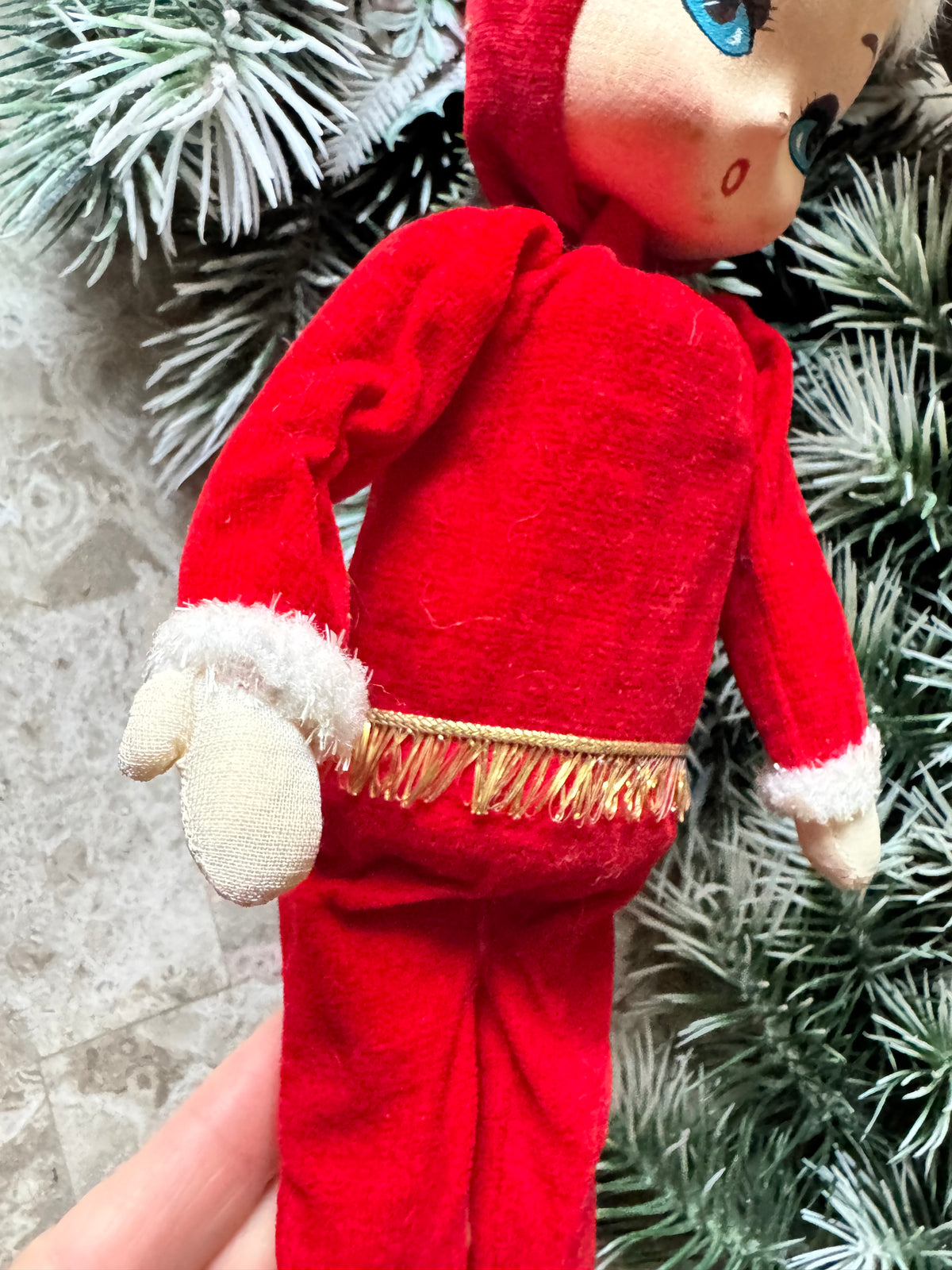 Vintage Holiday Fair Christmas pixie doll decoration Japan Santa elf