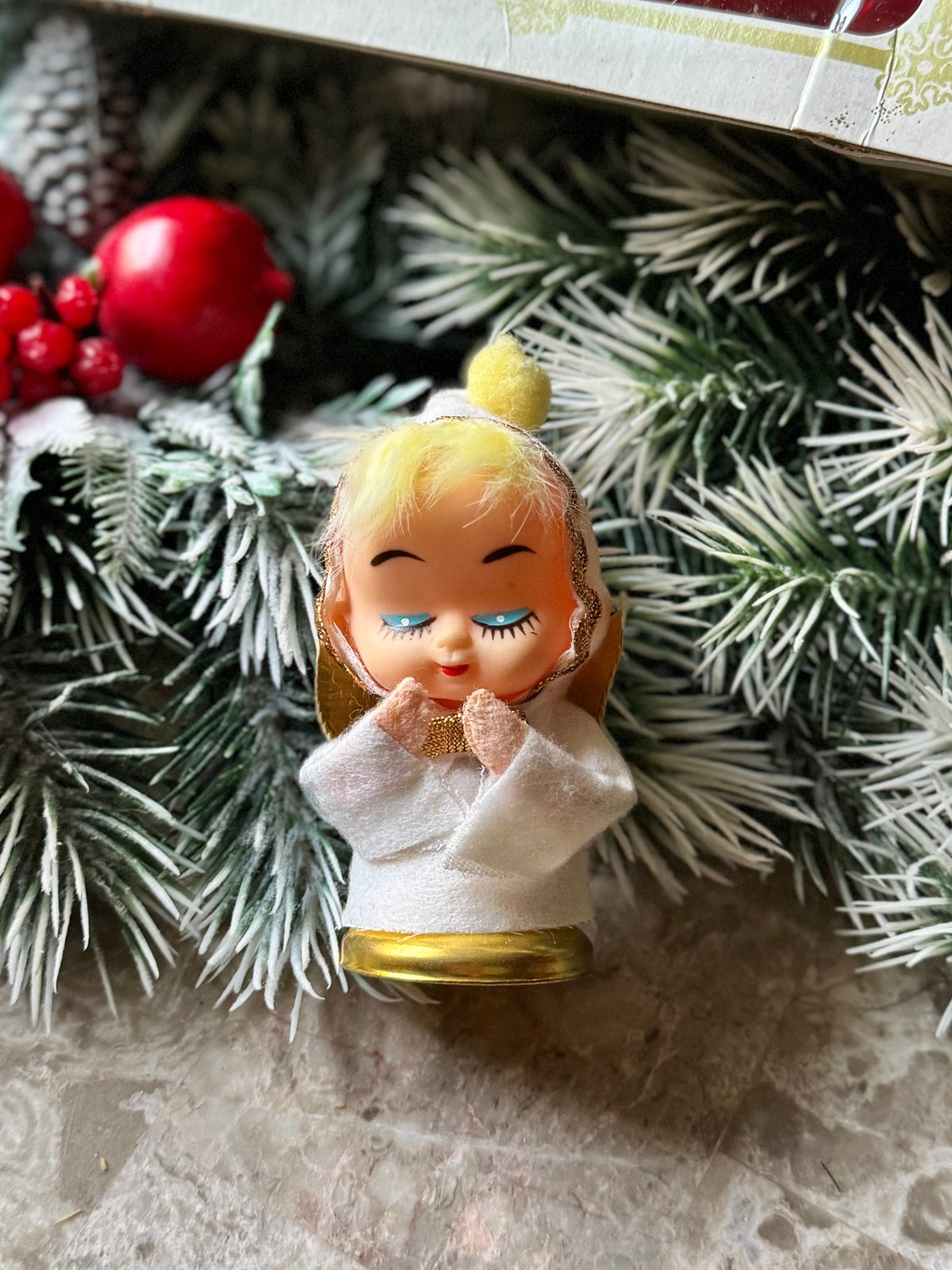 Vintage Christmas angel ornament Japan pixie bell