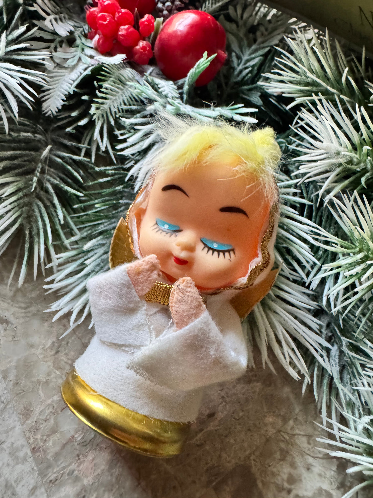 Vintage Christmas angel ornament Japan pixie bell