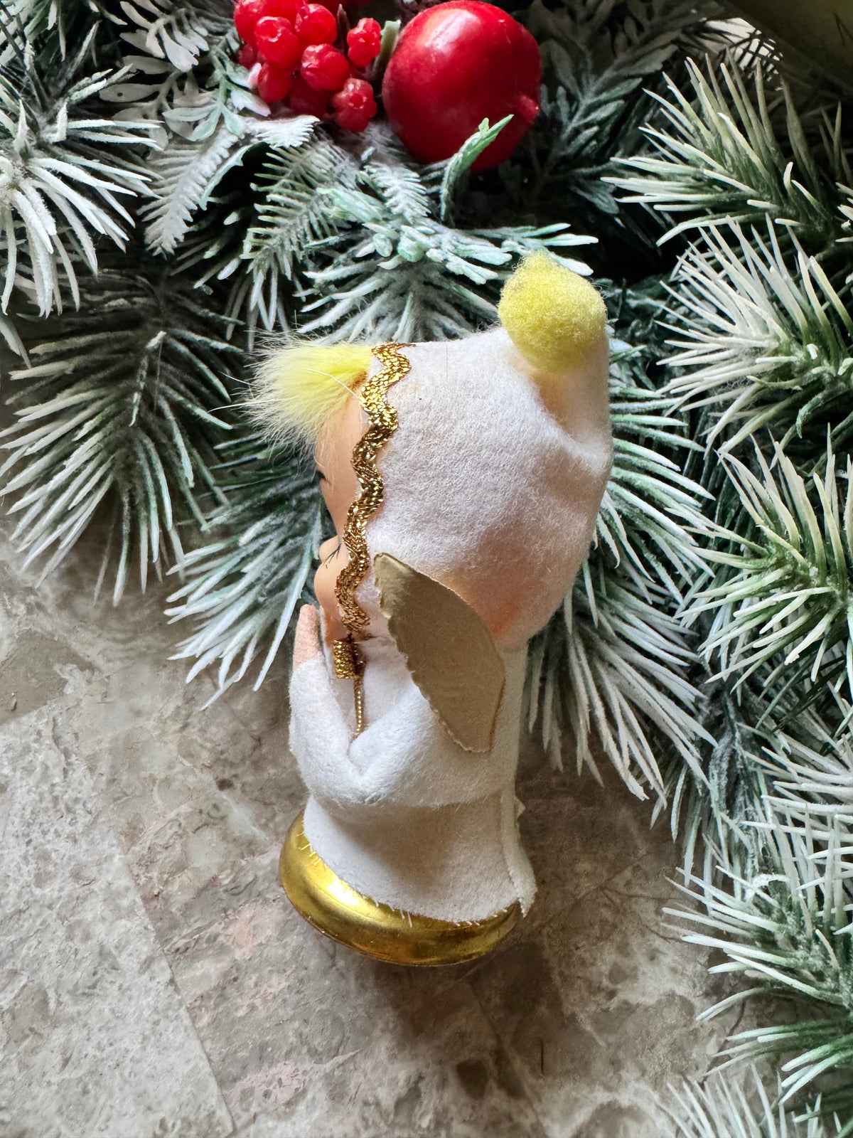 Vintage Christmas angel ornament Japan pixie bell