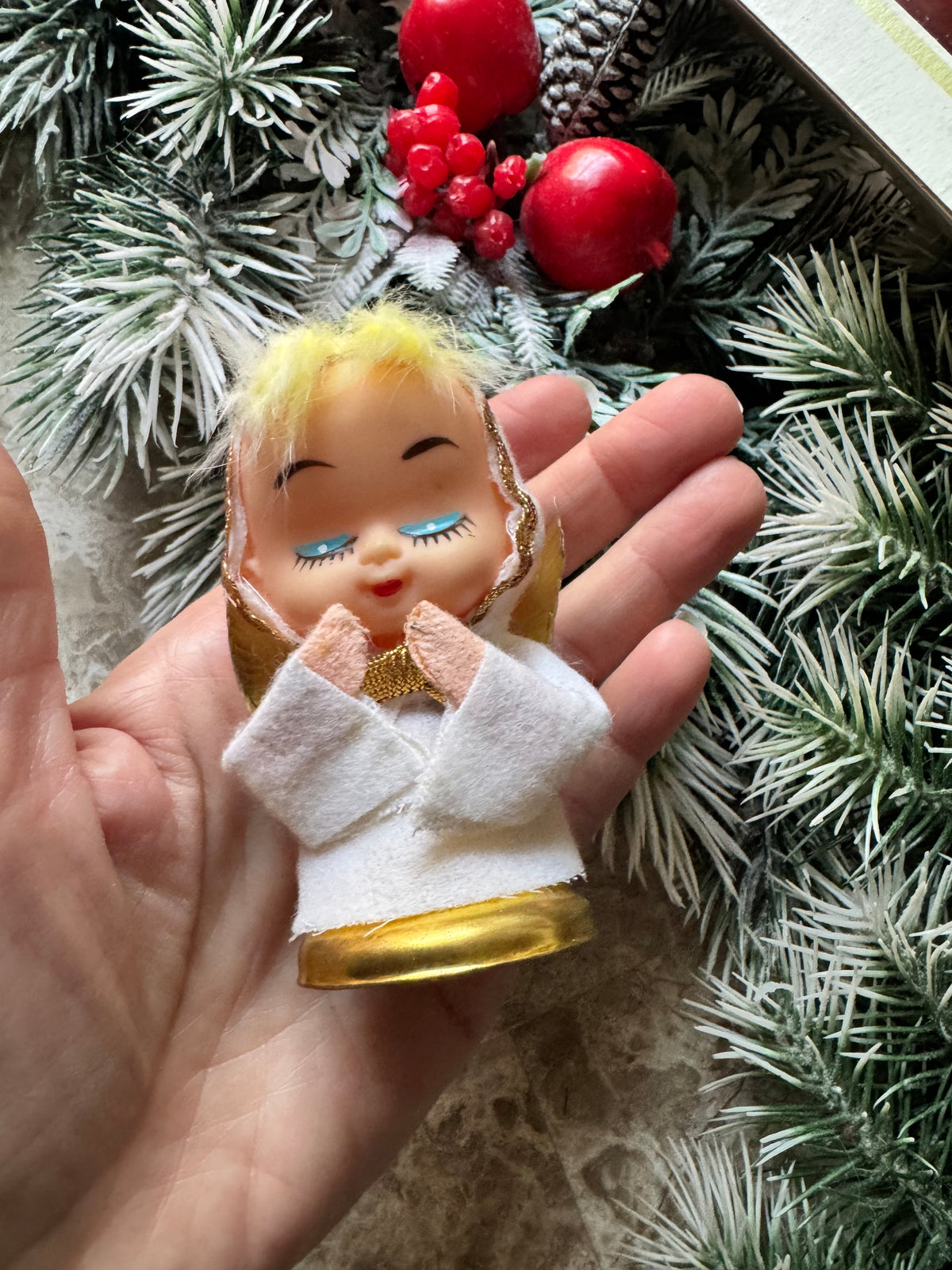 Vintage Christmas angel ornament Japan pixie bell