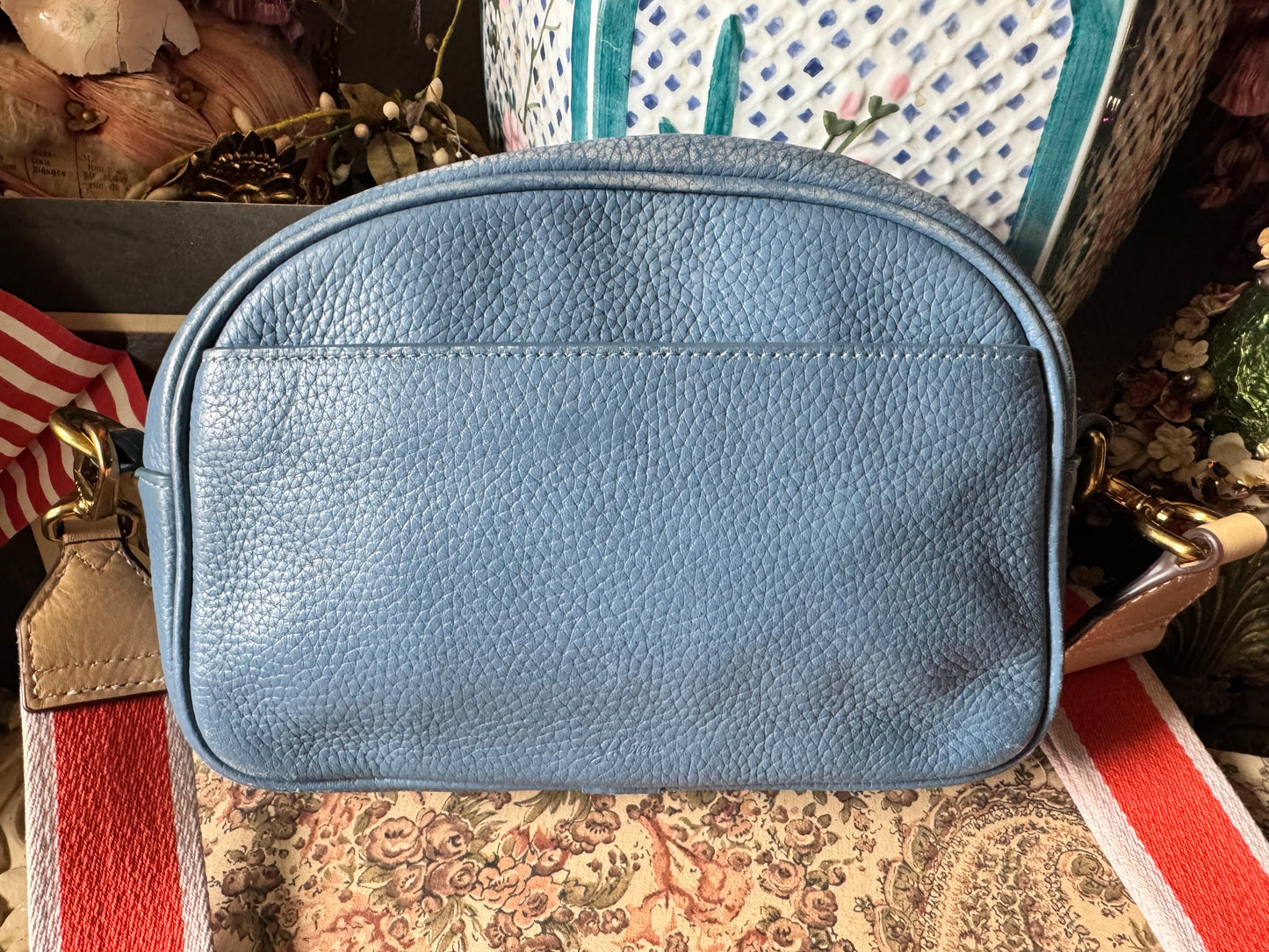 J Crew blue leather Devon bag