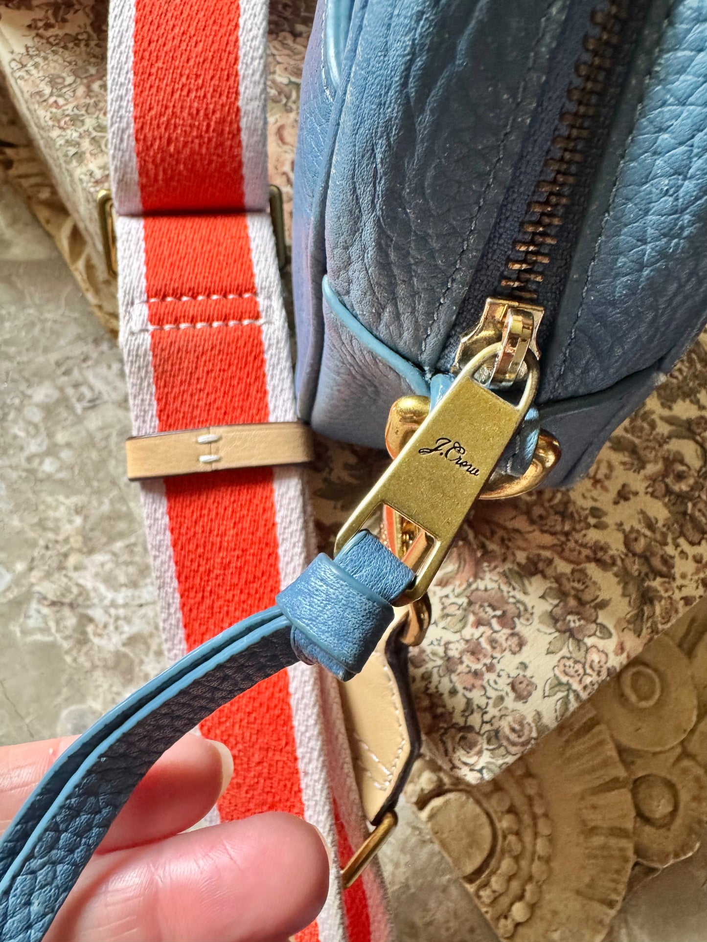 J Crew blue leather Devon bag