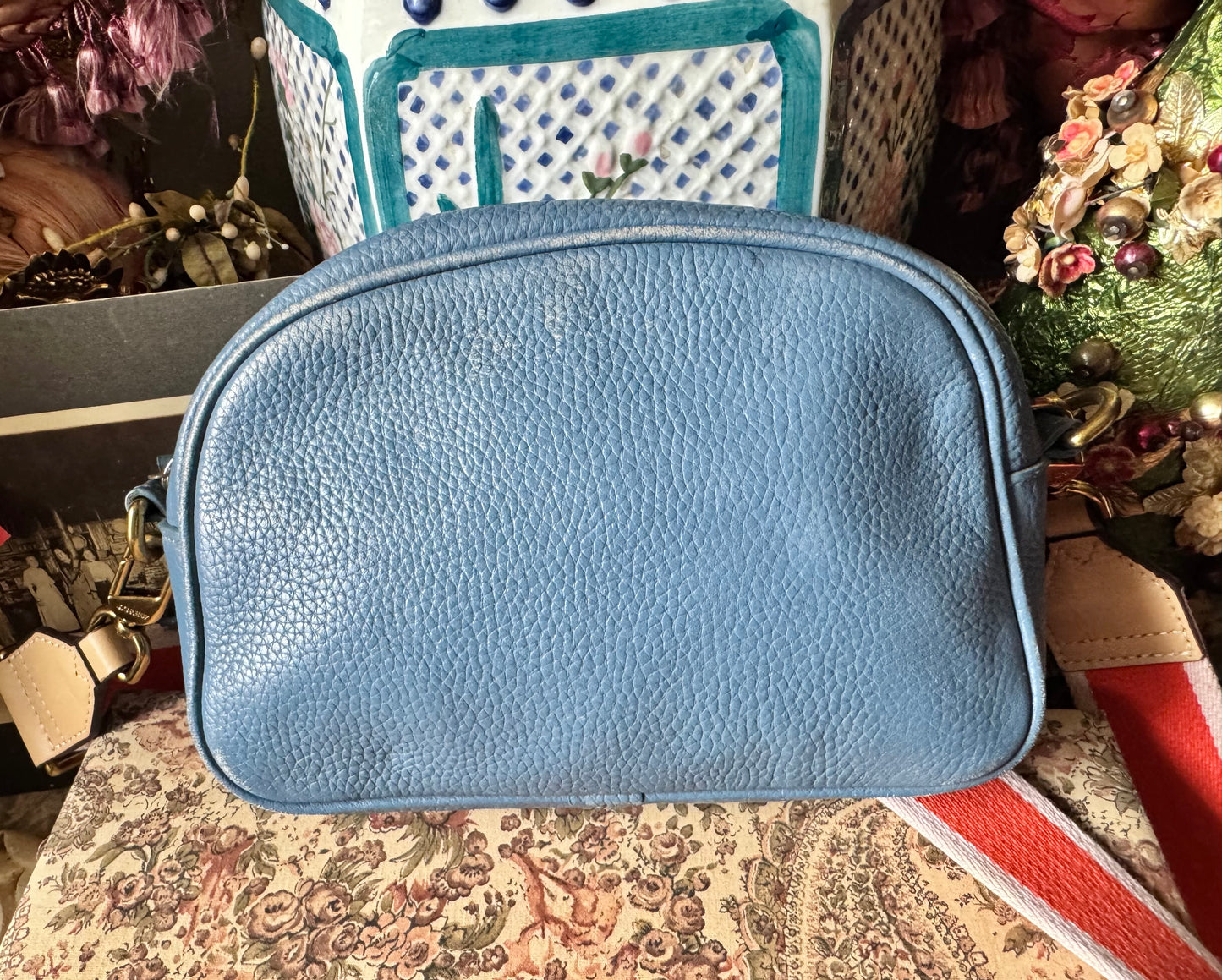 J Crew blue leather Devon bag
