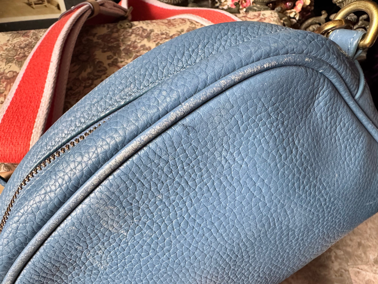 J Crew blue leather Devon bag