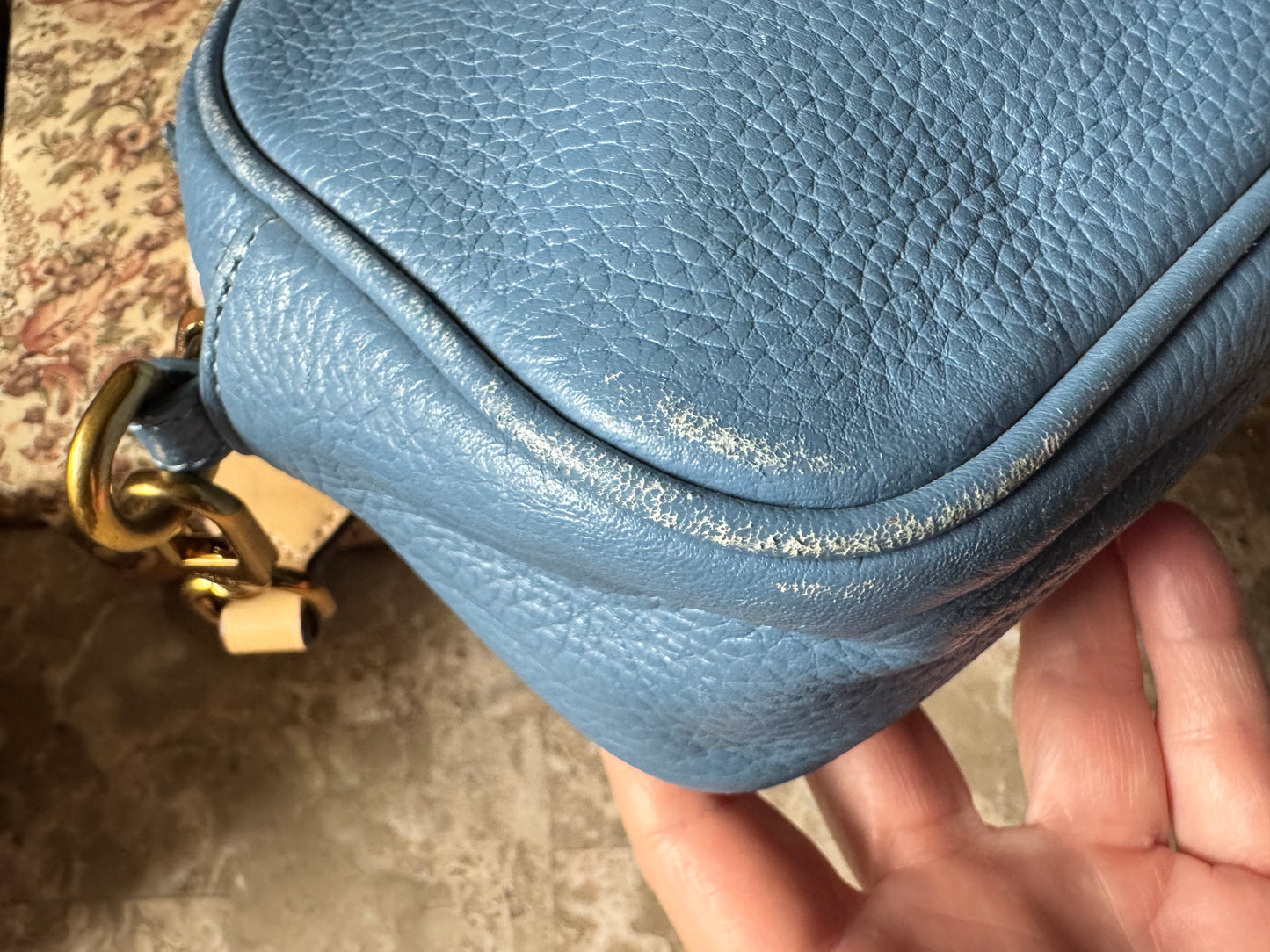 J Crew blue leather Devon bag